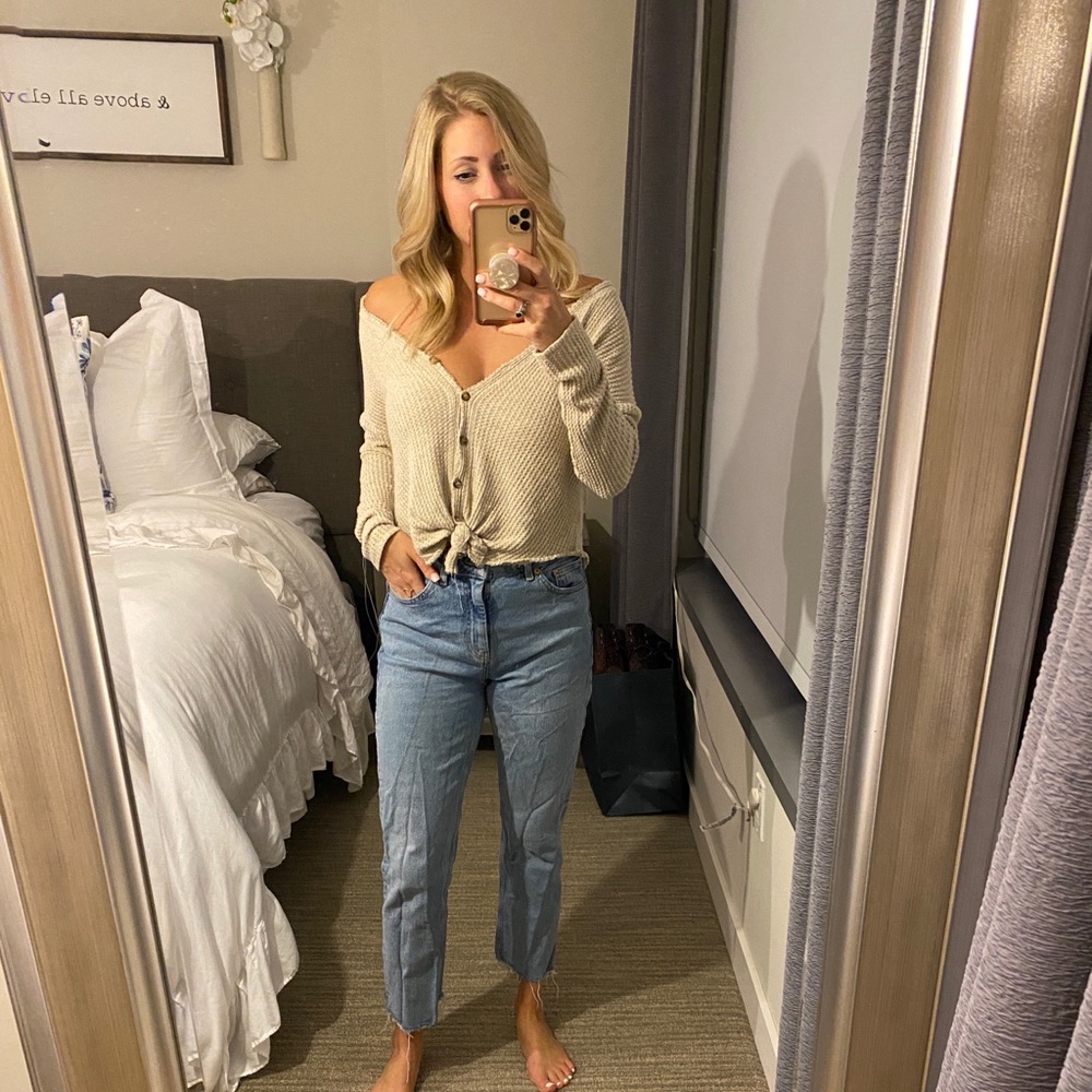 Waffle knit sweater